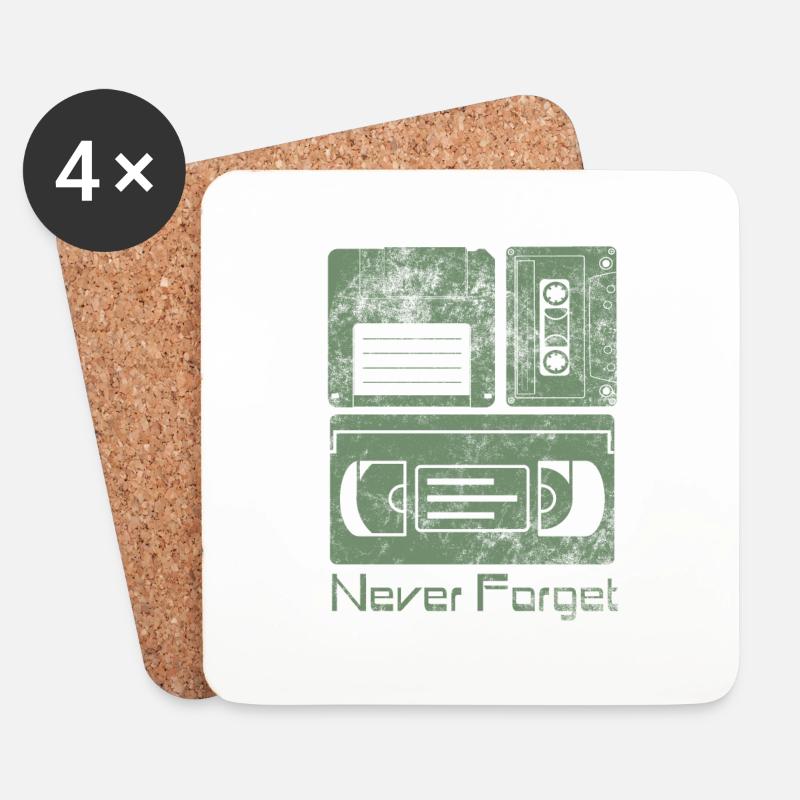 Never Forget Funny Floppy Disk VHS TAPE 80er 90er - Untersetzer (4er-Set) - Weiß