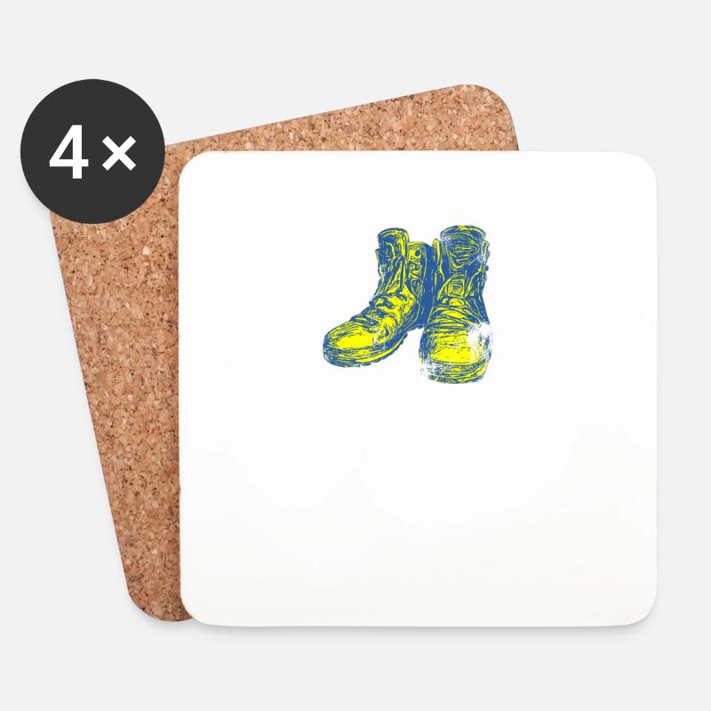 Wanderschuhe Pilger Wandern - Untersetzer (4er-Set) - Weiß