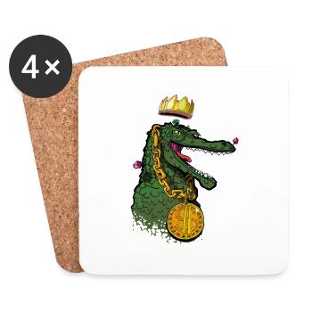 Krokodil mit Kette und Krone - Untersetzer (4er-Set) - Weiß - Vorne