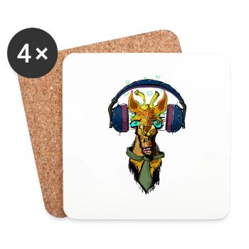 Giraffe Dj - Untersetzer (4er-Set) - Weiß - Vorne