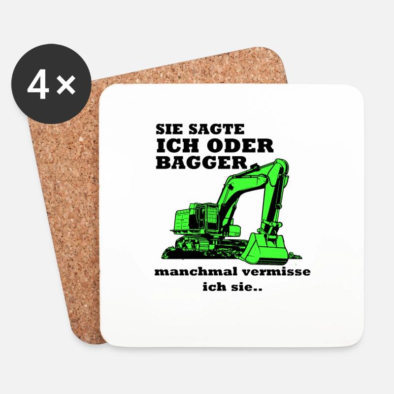 Bagger Baggerfahrer Baggern Spruch - Untersetzer (4er-Set) - Weiß