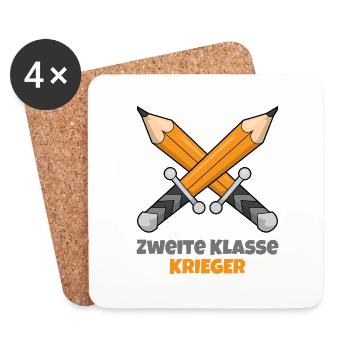 Zweite Klasse Grundschule Geschenk Schwert - Untersetzer (4er-Set) - Weiß - Vorne