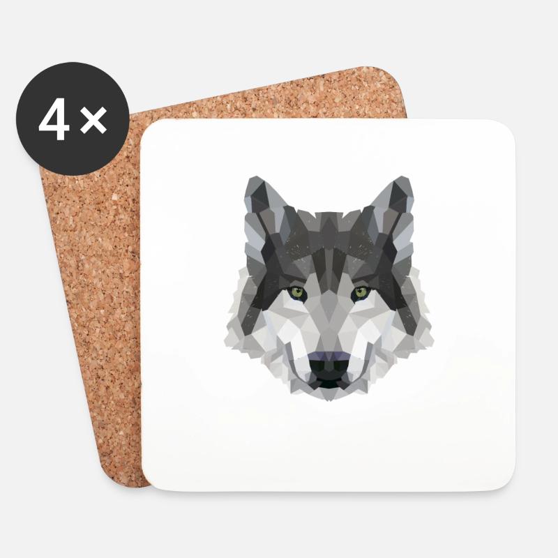 POLYGON WOLF WÖLFE HUSKY RUDEL HUND Rudel - Untersetzer (4er-Set) - Weiß