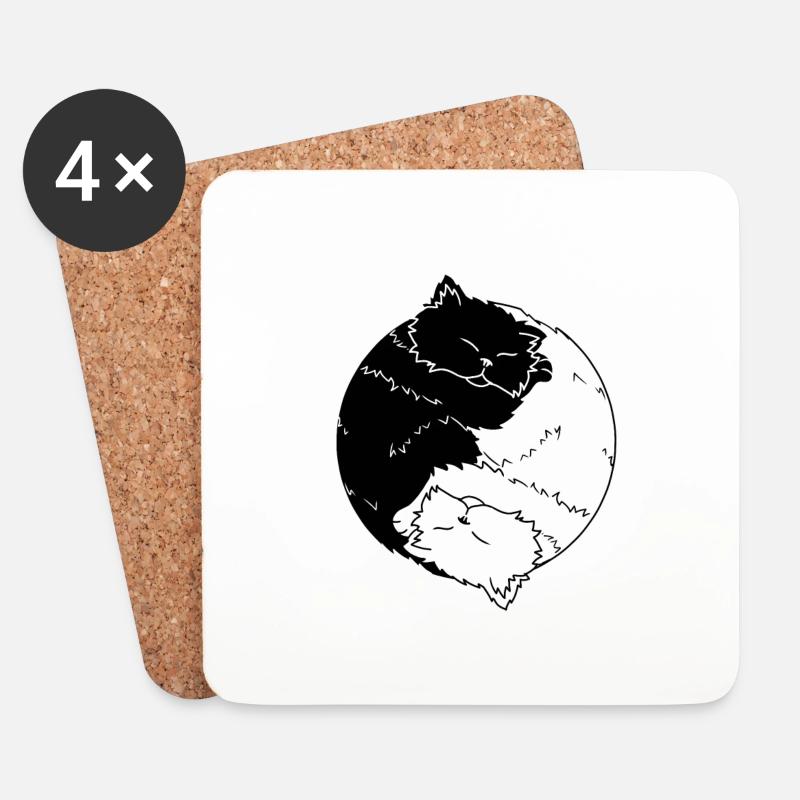 Katze Ying Yang Katezen Kätzchen - Untersetzer (4er-Set) - Weiß