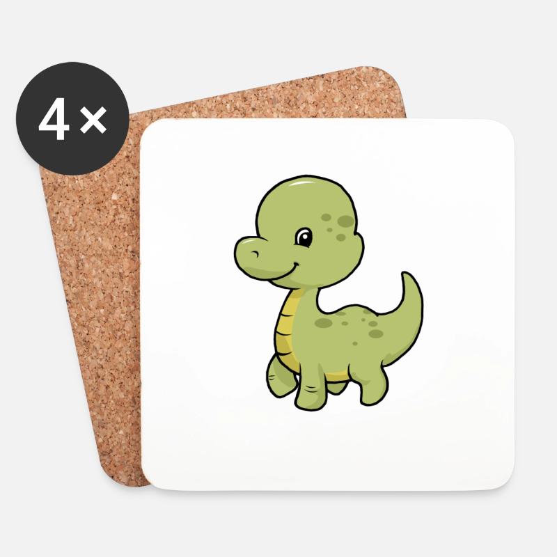 Kleines Dino Baby - Untersetzer (4er-Set) - Weiß