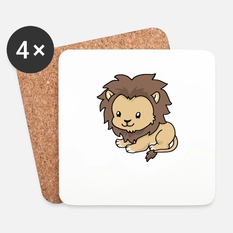 Kleiner Löwe - Untersetzer (4er-Set) - Weiß