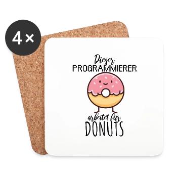 Dieser Programmierer arbeitet für Donuts - Untersetzer (4er-Set) - Weiß - Vorne