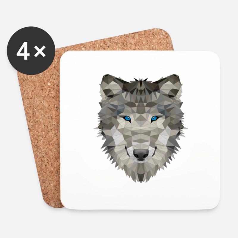 Polygon Wolf Wölfe Wildnis Wildtiere Tiere - Untersetzer (4er-Set) - Weiß