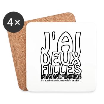J'ai deux filles magnifiques - Dessous de verre (lot de 4) - blanc - Devant