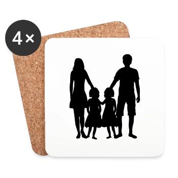 famille jumeaux soeurs mère maman maman - Dessous de verre (lot de 4) - blanc - Devant