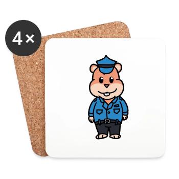 Polizei Hamster Polizist Beruf Kinder Kind Cop Job - Untersetzer (4er-Set) - Weiß - Vorne