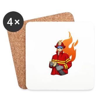 Feuerwehrmann Firefighter - Untersetzer (4er-Set) - Weiß - Vorne