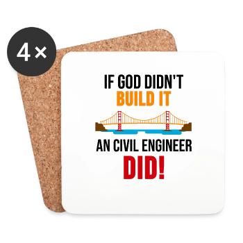 Construction engineer shirt bridge building profession gift - Coasters (set of 4) - white - Front