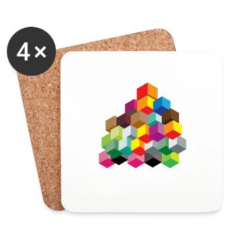 Cubes colorful - Coasters (set of 4) - white - Front