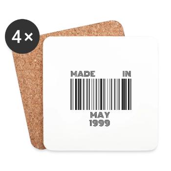 20th Birthday Gift | Barcode Made in May 1999 - Coasters (set of 4) - white - Front