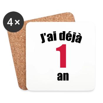 J'ai déjà 1 an ! - Dessous de verre (lot de 4) - blanc - Devant