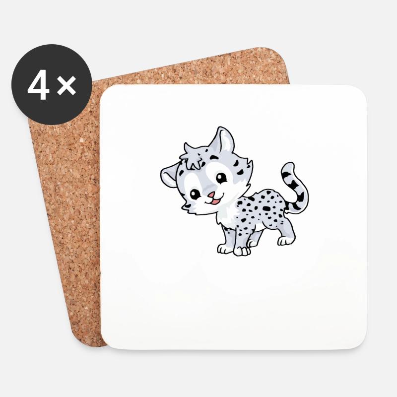 Baby Schneeleopard - Untersetzer (4er-Set) - Weiß