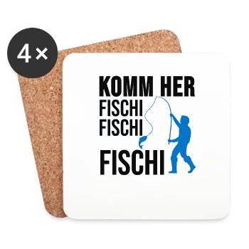 Angeln Shirt Angler Fischer Fisch Geschenk - Untersetzer (4er-Set) - Weiß - Vorne