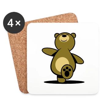 Ours en peluche faire de la randonnée - Dessous de verre (lot de 4) - blanc - Devant