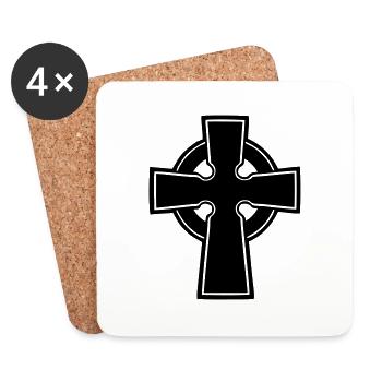 croix celtique - Dessous de verre (lot de 4) - blanc - Devant