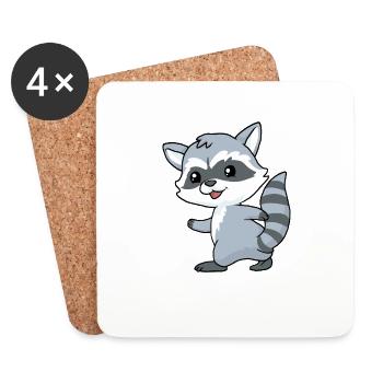 Little raccoon - Coasters (set of 4) - white - Front