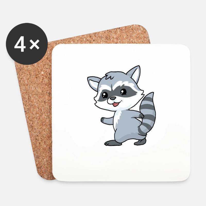 Kleiner Waschbär - Untersetzer (4er-Set) - Weiß