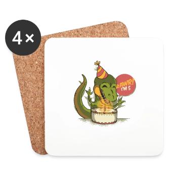 GEBURTSTAG DINOSAURIER - Untersetzer (4er-Set) - Weiß - Vorne