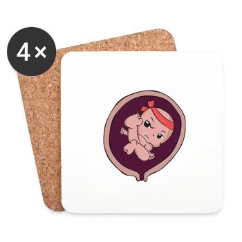 Schwangerschaft Mutter Geburt Baby Karate Geschenk - Untersetzer (4er-Set) - Weiß - Vorne