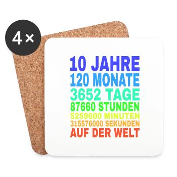 10 Jahre Alt 10. Geburtstag Geschenk Mädchen Junge - Untersetzer (4er-Set) - Weiß - Vorne