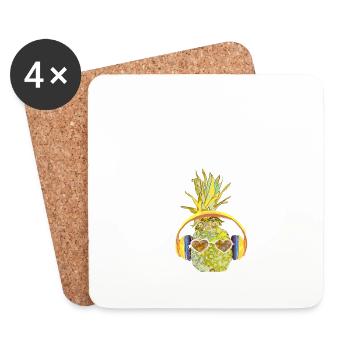 Dies das Ananas Frucht Pineapple Sommer Surfer - Untersetzer (4er-Set) - Weiß - Vorne