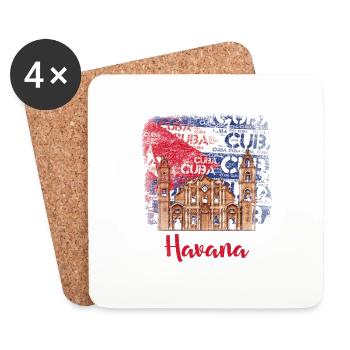 Cuba Havana T-Shirt - Untersetzer (4er-Set) - Weiß - Vorne