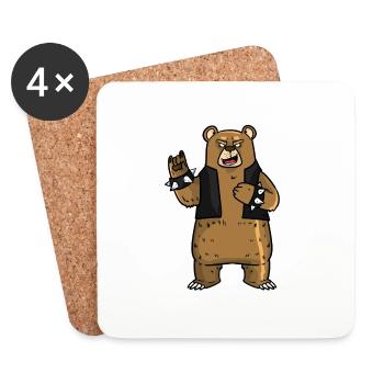 ROCKBEAR - Ours rock avec gilet en cuir - Dessous de verre (lot de 4) - blanc - Devant