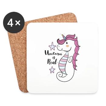 UNICORN IS REAL - Untersetzer (4er-Set) - Weiß - Vorne