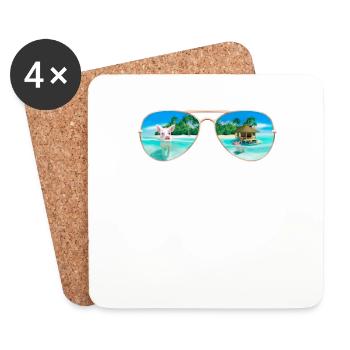 Bahamas Schwimmende Schweine Sonnenbrille Lustig - Untersetzer (4er-Set) - Weiß - Vorne