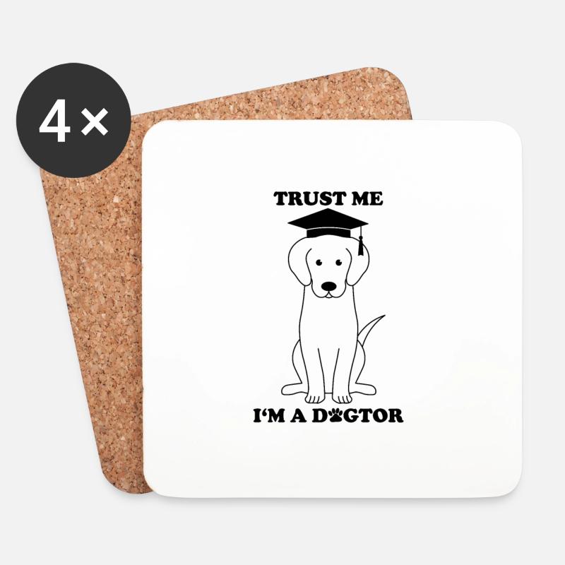 Trust me I’m a dogtor Doktor - Untersetzer (4er-Set) - Weiß