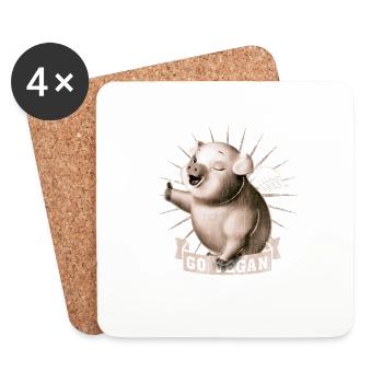 Go Vegan - Dessous de verre (lot de 4) - blanc - Devant