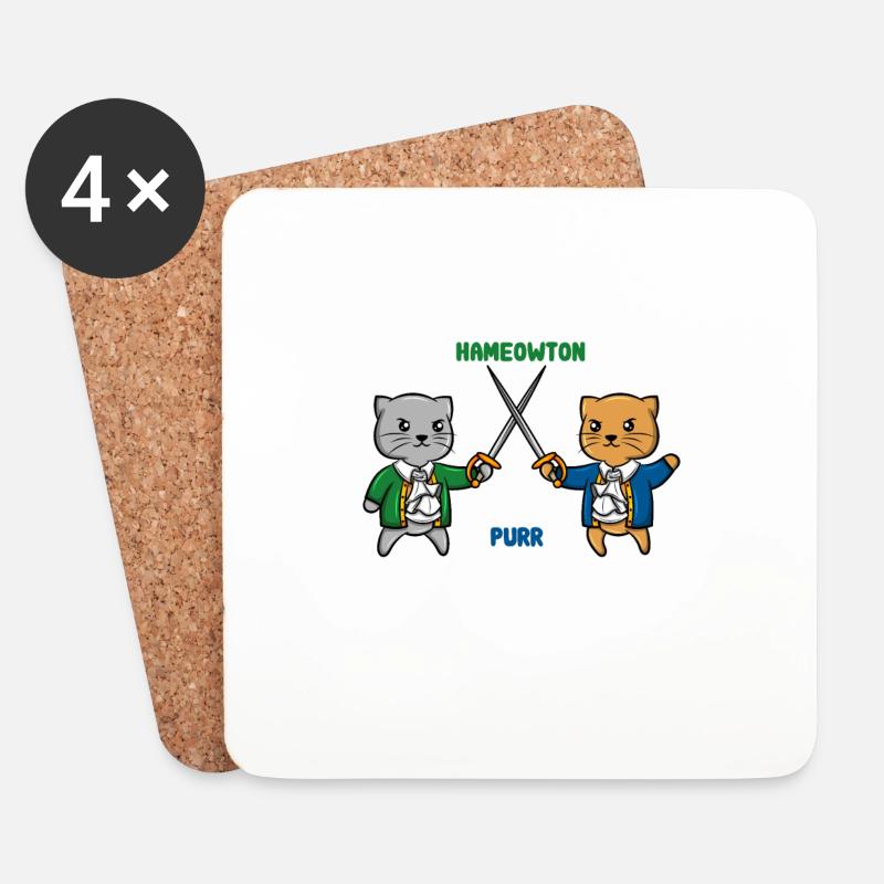 Hamilton Katze Aaron Purr Degen Duel cat Geschenk - Untersetzer (4er-Set) - Weiß