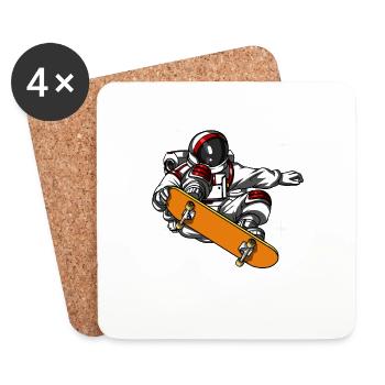 Space Astronaut Skateboarding Cosmic Galaxy Skater - Coasters (set of 4) - white - Front