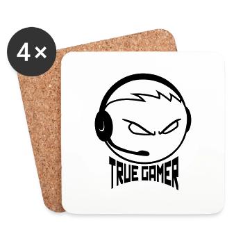 gamer nerd headset geek gamble c - Coasters (set of 4) - white - Front