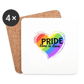 Pride Love is Love, Gift, Idée cadeau - Dessous de verre (lot de 4) - blanc - Devant