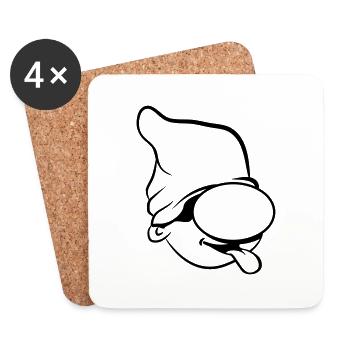 Dwarf , funny, humorous stretch tongue - Coasters (set of 4) - white - Front