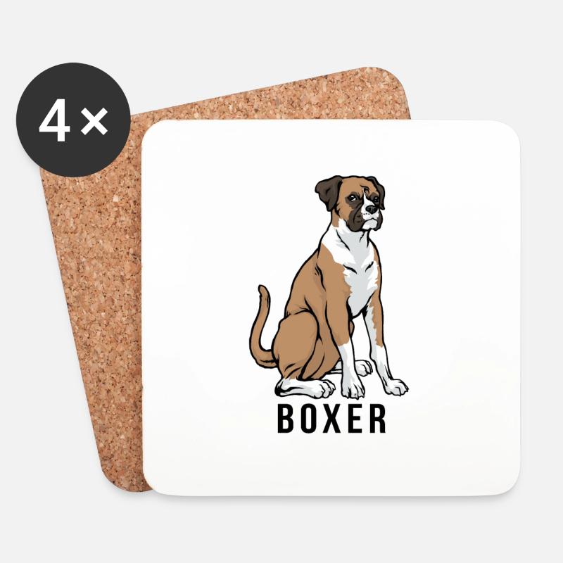 Boxer Hund - Untersetzer (4er-Set) - Weiß