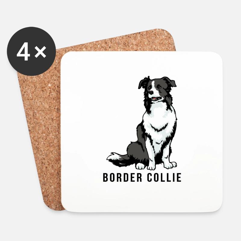 Border Collie - Untersetzer (4er-Set) - Weiß