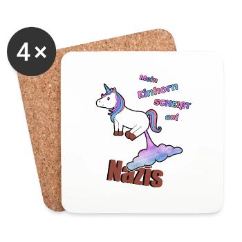 Contre la licorne nazie, contre la droite - Dessous de verre (lot de 4) - blanc - Devant