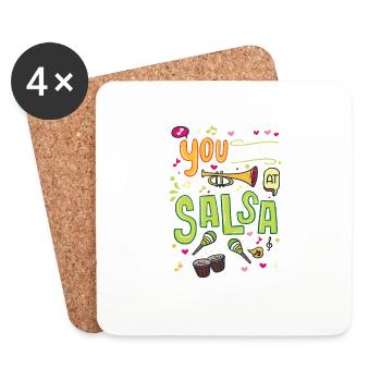 Salsa Tanz Shirt cooles und buntes Design für - Untersetzer (4er-Set) - Weiß - Vorne