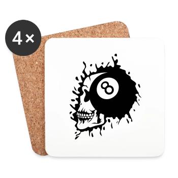 billiards head of death profile ball 8 - Coasters (set of 4) - white - Front