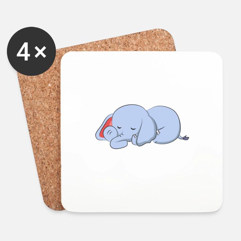 Elephant Chill - Untersetzer (4er-Set) - Weiß