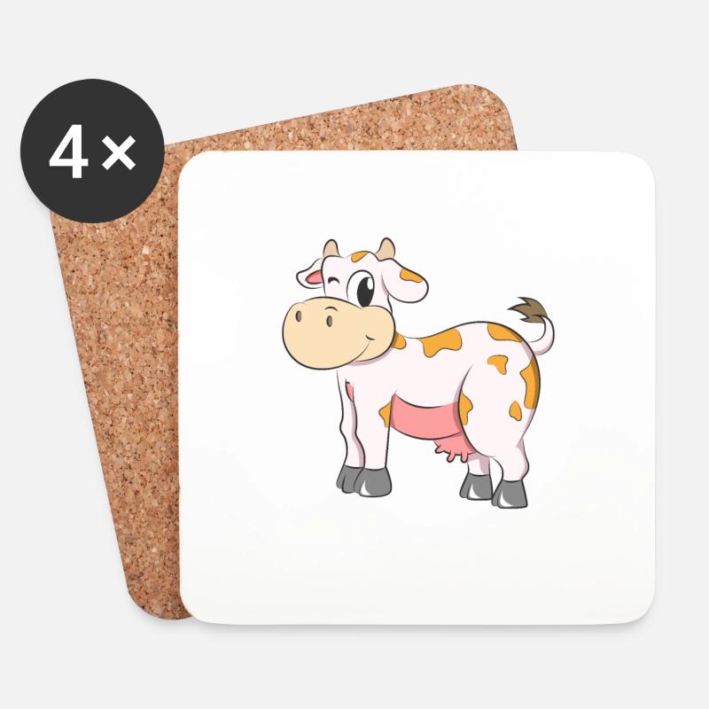 Cow Wink - Untersetzer (4er-Set) - Weiß