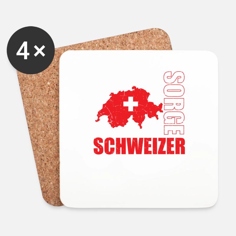 Lustiger Schweizer Spruch Schweiz Fahne Geschenk - Untersetzer (4er-Set) - Weiß