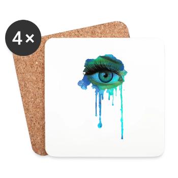 Yeux - Dessous de verre (lot de 4) - blanc - Devant